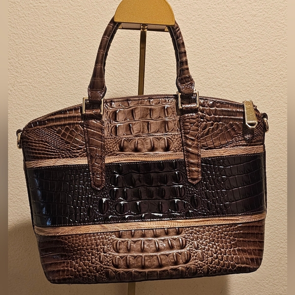 Brahman Croc Embossed Duxbury Satchel - Picture 2 of 2